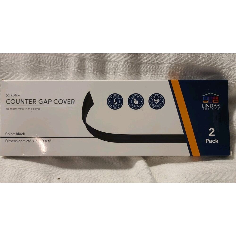 Linda's Essentials Silicone Stove Gap Covers 2 Pack, 25”, Black, Oven Gap Filler
